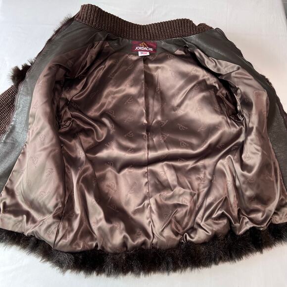 Jordache Faux Fur Mink Vintage Ripped-Knit Jacket Zip-Up Brown Women’s medium - Picture 5 of 8